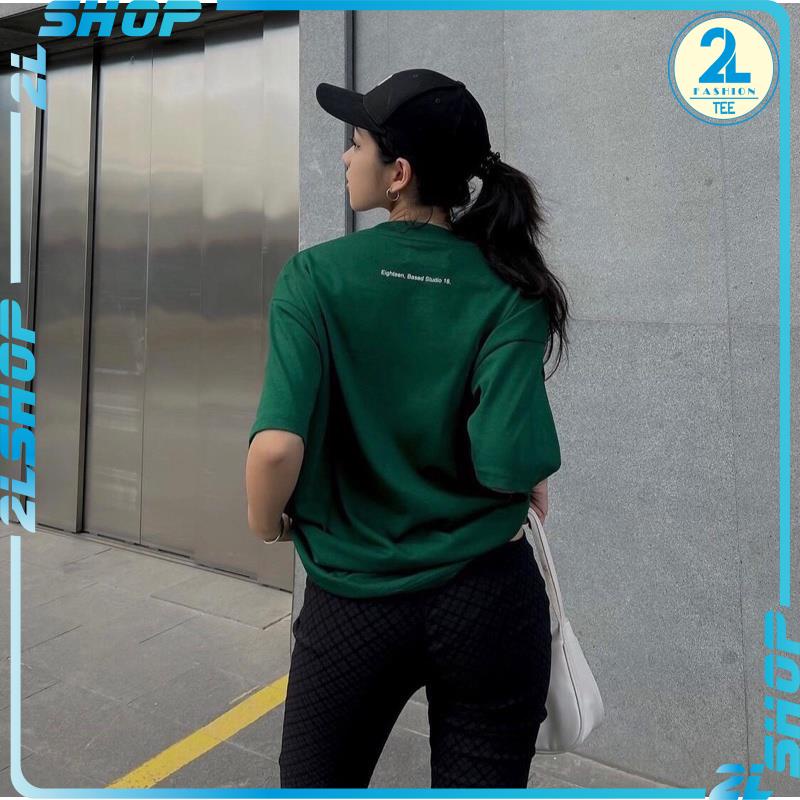 Áo Thun Tay Lỡ Unisex EIGHTEEN màu ĐEN/KEM/XANH  /Nam nữ unisex/ Áo phông cổ tròn form rộng chất cotton 2 chiều