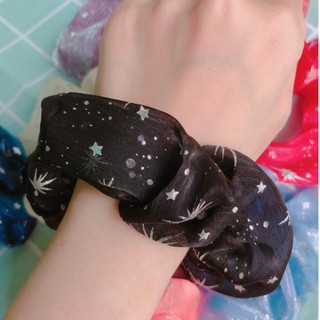 Cột tóc voan Scrunchies in hình dạ quang (9 màu)