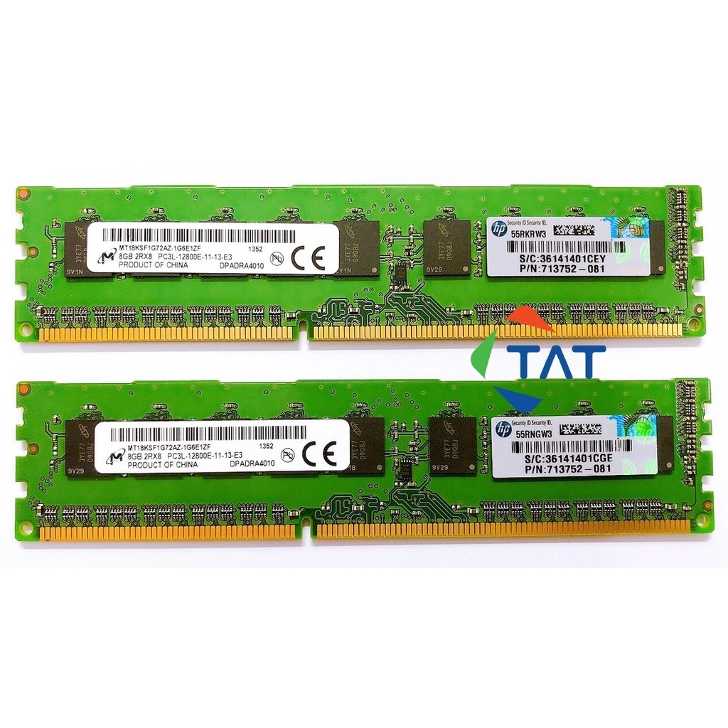 Ram ECC Micron 8GB DDR3 1600MHz PC3L-12800E 1.35V Unbuffered Dùng cho Server Workstation