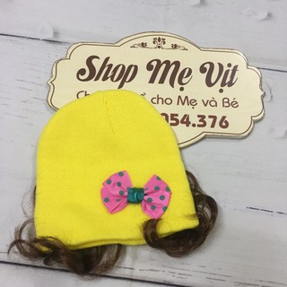 Mũ len tóc giả dễ thương cho bé gái