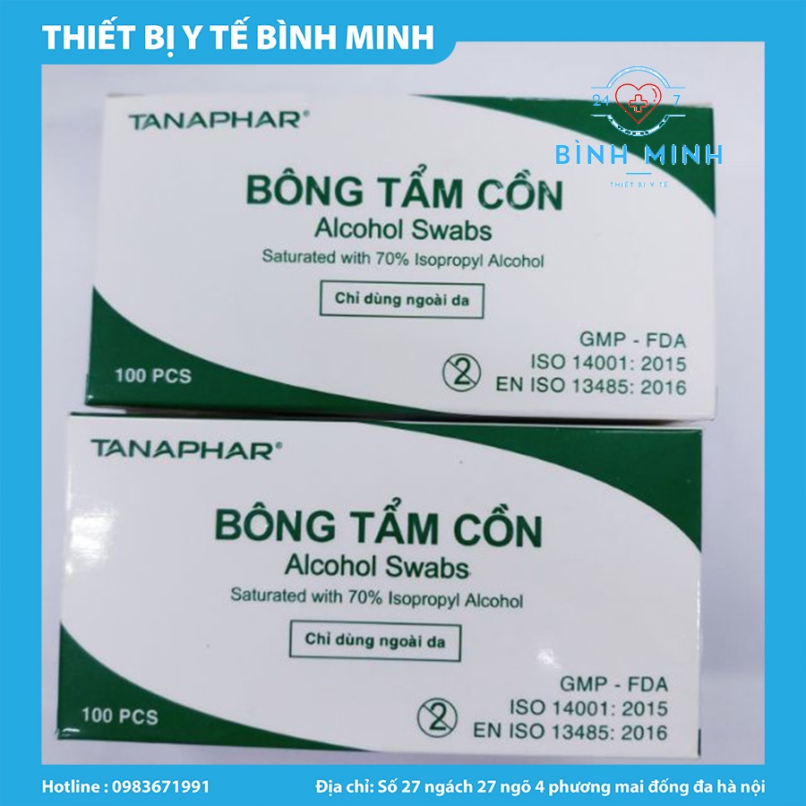 Hộp 100 Miếng Gạc Tẩm Cồn Sát Khuẩn, Bông Tẩm Cồn Y Tế Tiệt Trùng Sát Trùng, Cồn Khô Alcohol Pads TAN