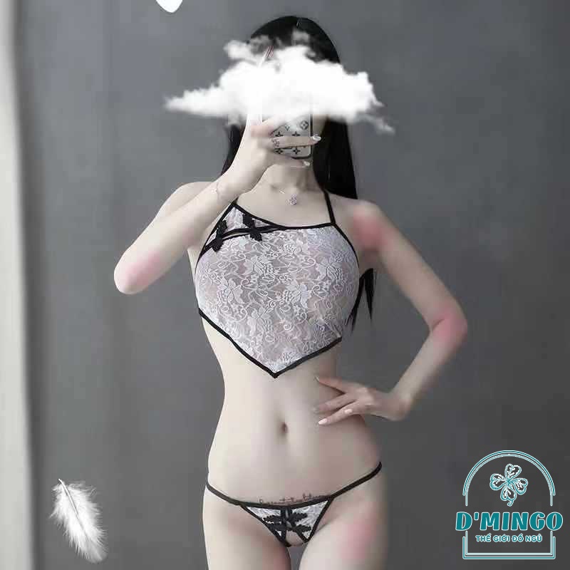 Set yếm ngủ sexy kèm chip đũng mở gợi cảm đồ ngủ cosplay sexy VN21