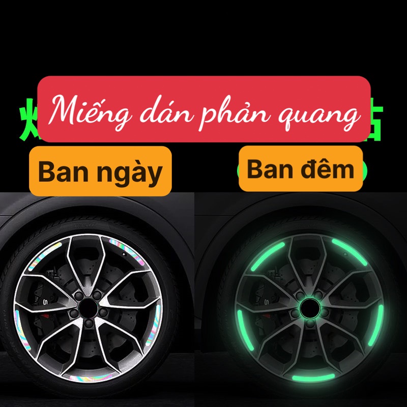 Set 20 miếng dán phản quang 7 màu độc đáo dùng để trang trí bánh xe ô tô phụ kiện ô tô Mộc Lan