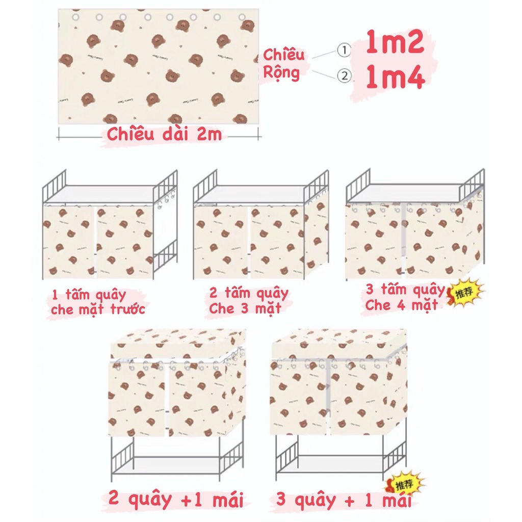 Rèm giường tầng ktx cản sáng chất đẹp dày dặn R12