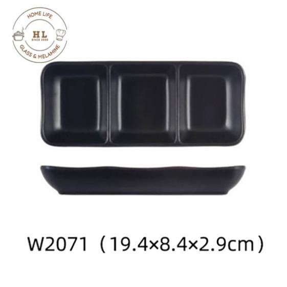 Muối tiêu tròn - lá , 1-2-3 ngăn  Melamine 100% Ngọc Đen Mờ | ĐĨA MUỐI TIÊU CHẤT LIỆU MELAMINE ĐEN NGỌC HÀN QUỐC