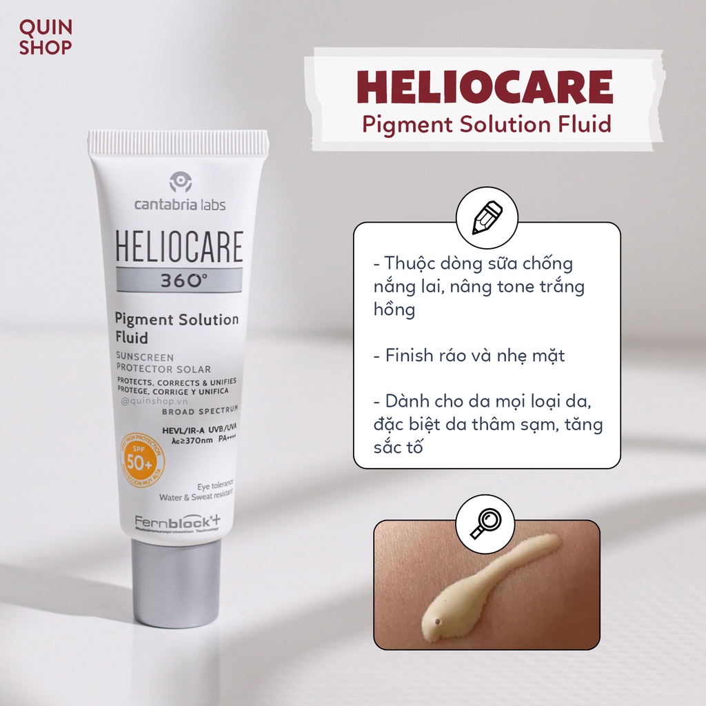 Kem Chống Nắng Cho Da Nhạy Cảm Heliocare 360 Water Gel, Pigment Solution, Mineral Tolerance Fluid, MD A-R Emulsion