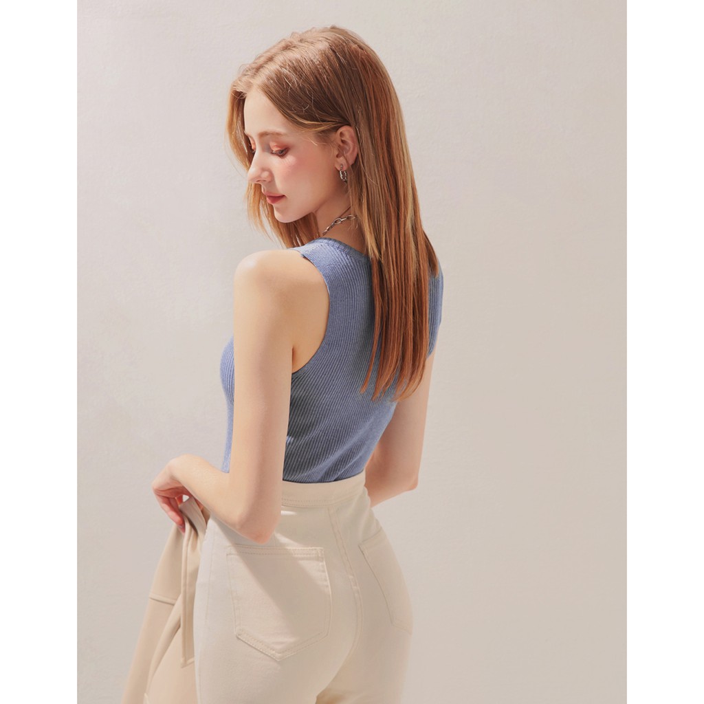 Áo len gân không tay cổ V nhỏ nữ Air Space 2030121051 | BigBuy360 - bigbuy360.vn