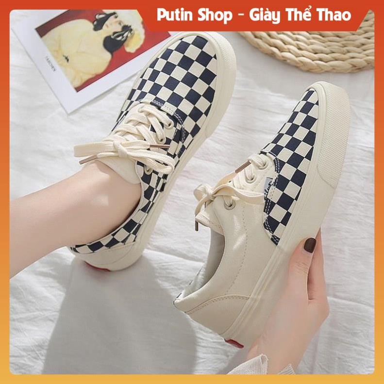Giày Thể Thao VANS Đen Old VAULT , Giày Sneaker nam nữ Van Lười Caro
