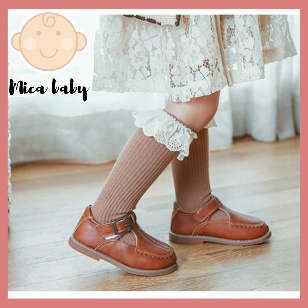 Tất vớ cao cổ không gót viền bèo kiểu dáng tiểu thư cho bé từ 1-4 tuổi Mica baby T26