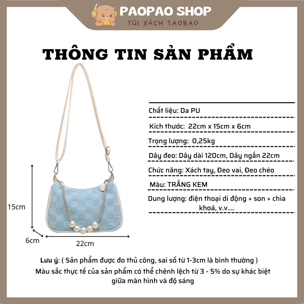 Túi Xách Nữ Đeo Chéo Kẹp Nách Dây Chuỗi Ngọc Giá Rẻ da Cao Cấp Đi Làm Dự Tiệc - T16145