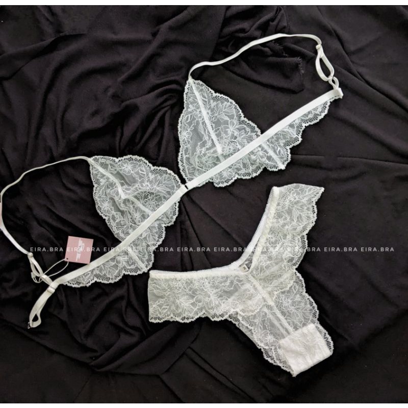 [BRA005] Set bralette ren trắng, quần thong, không mút | BigBuy360 - bigbuy360.vn