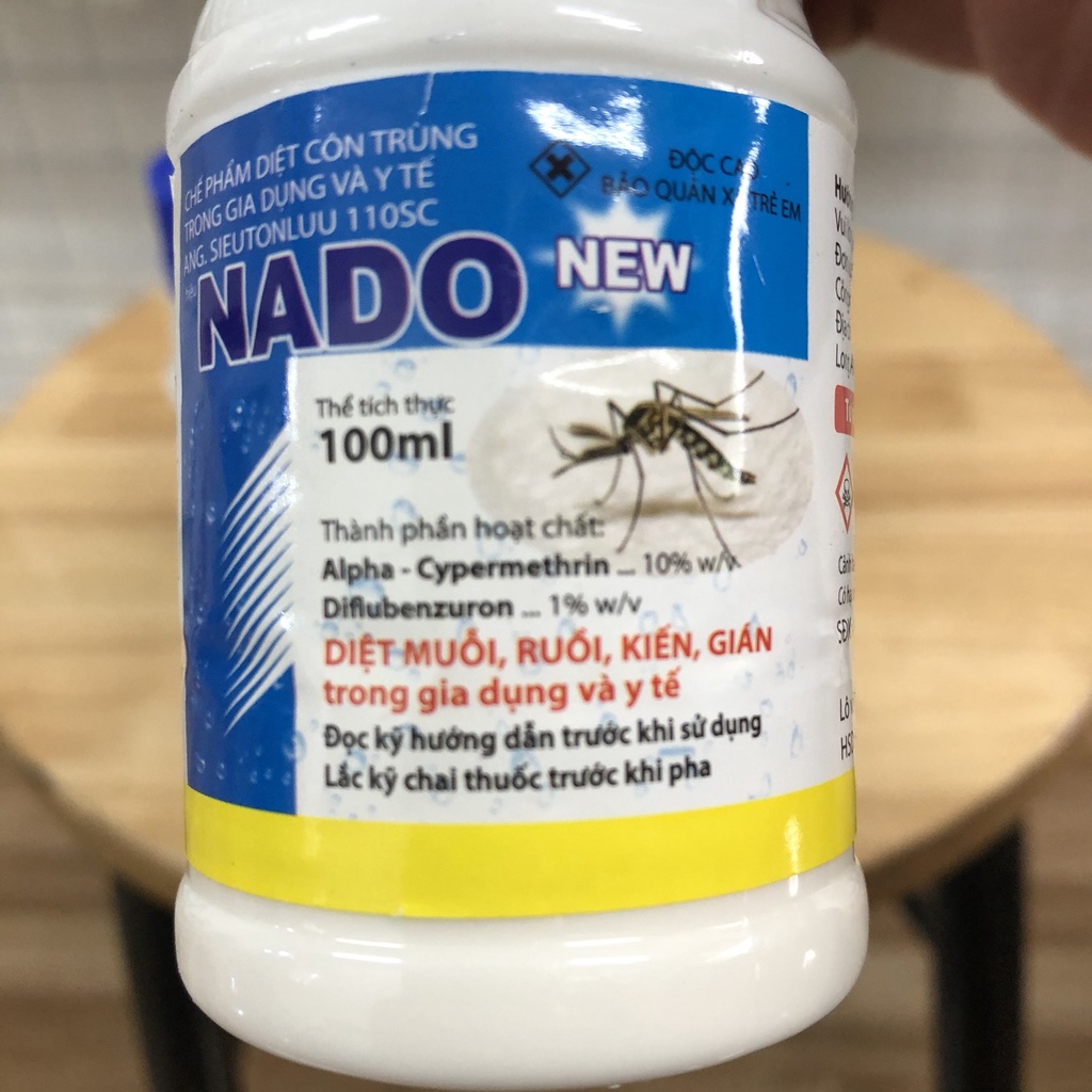 Chế phẩm diệt muỗi dùng trong gia dụng và y tế NADO, chai 100ml, dùng để phun trong nhà, ngoài trời, chuồng trại