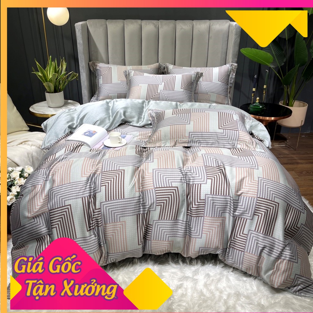 Bộ chăn ga gối lụa Tencel 100% 60s, Set chăn drap 4 món tiêu chuẩn, Siêu mềm mát mịn,