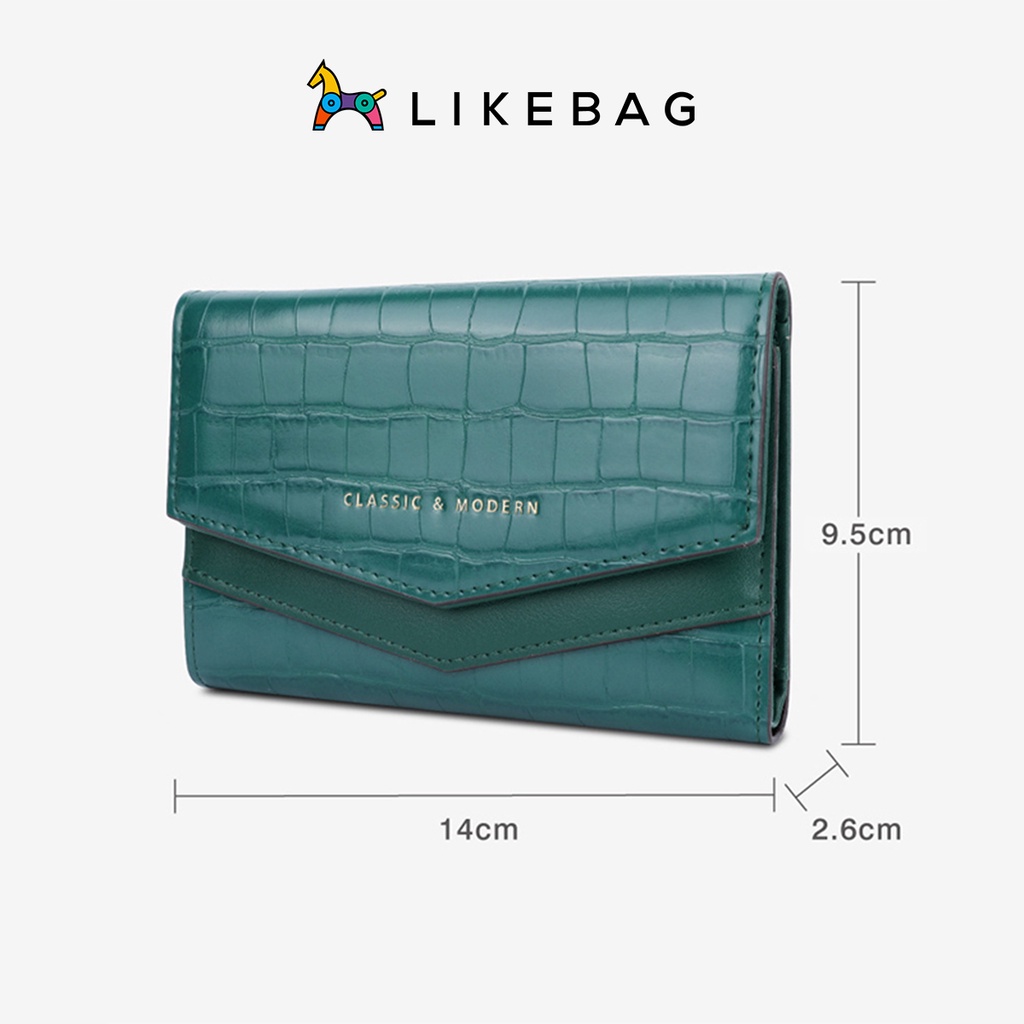 Ví nữ gập dáng dài cầm tay LIKEBAG da cá sấu chính hãng T6210-001 - LIBAGI