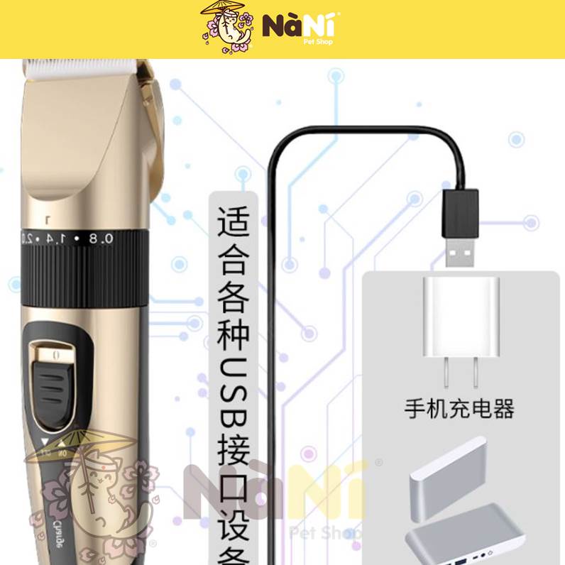 Tông đơ cạo lông chó mèo chống ồn LB280- Tặng 4 lưỡi cắt - Sạc USB, siêu chống ồn - Nà Ní Pet Shop
