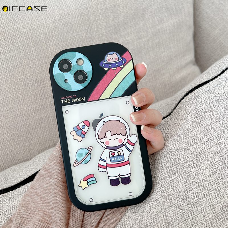 Ốp Điện Thoại Mềm Trong Suốt In Hình Phi Hành Gia / Nơ / Cầu Vồng Đơn Giản Sáng Tạo Cho iPhone 13 12 11 Pro Max XS Max XR X