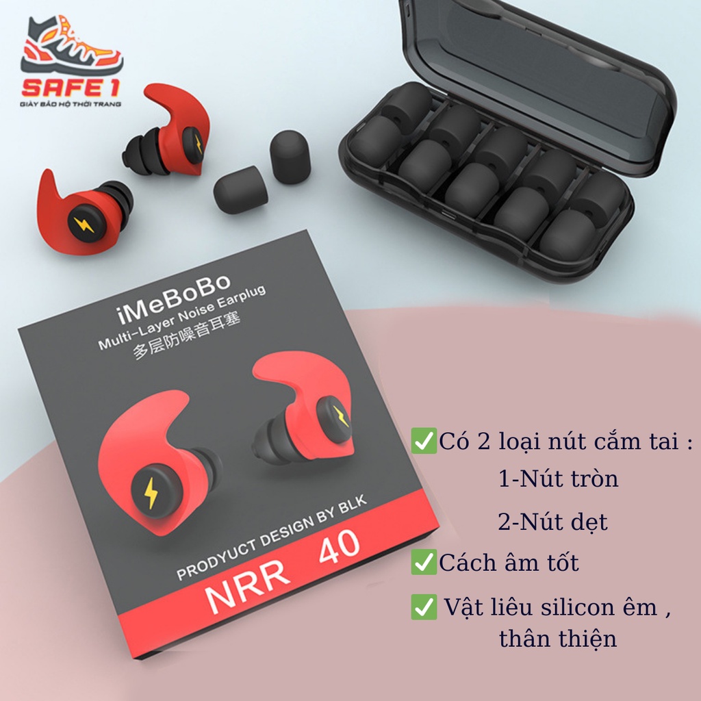 Nút tai chống ồn Imebobo vật liệu silicon chống ồn tốt, có quai cài chống rơi. Dùng cho ký túc xá, chống mất ngủ do ngáy