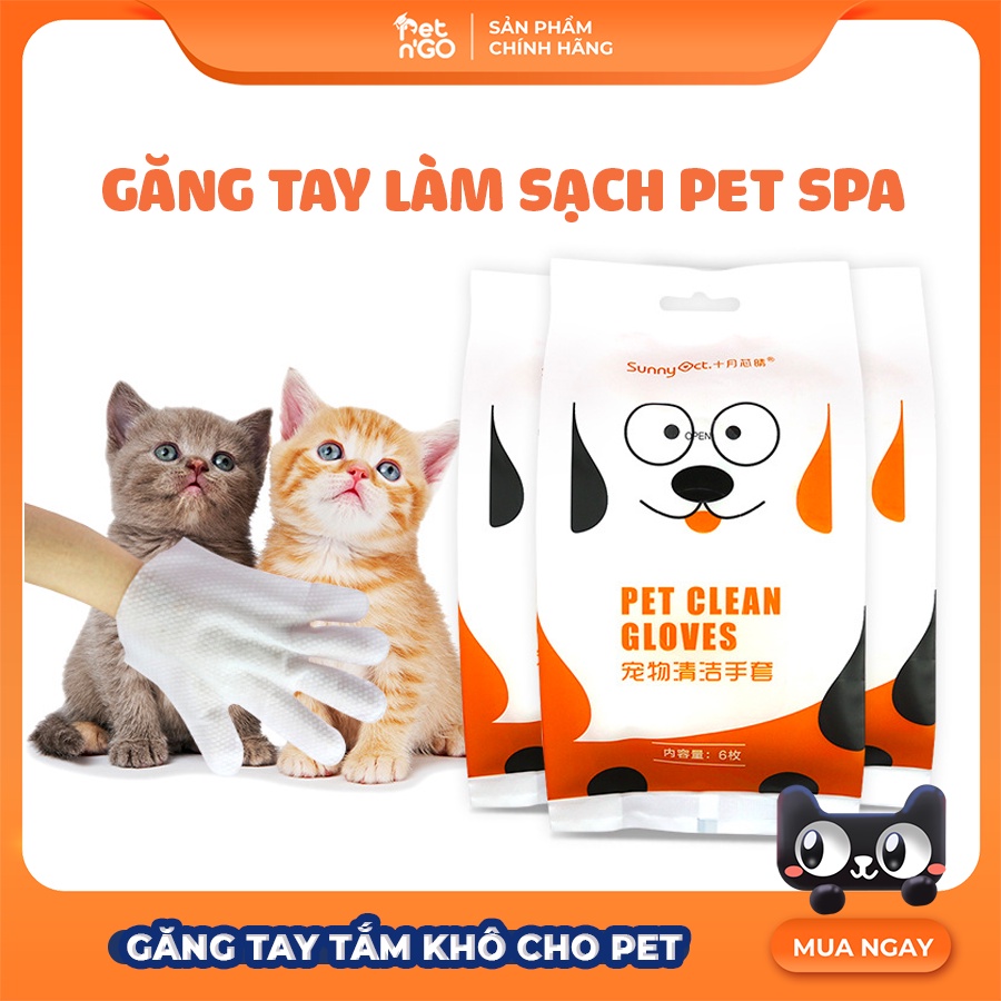 Găng tay tắm khô cho thú cưng, tắm khô cho chó mèo - Pet Clean Gloves