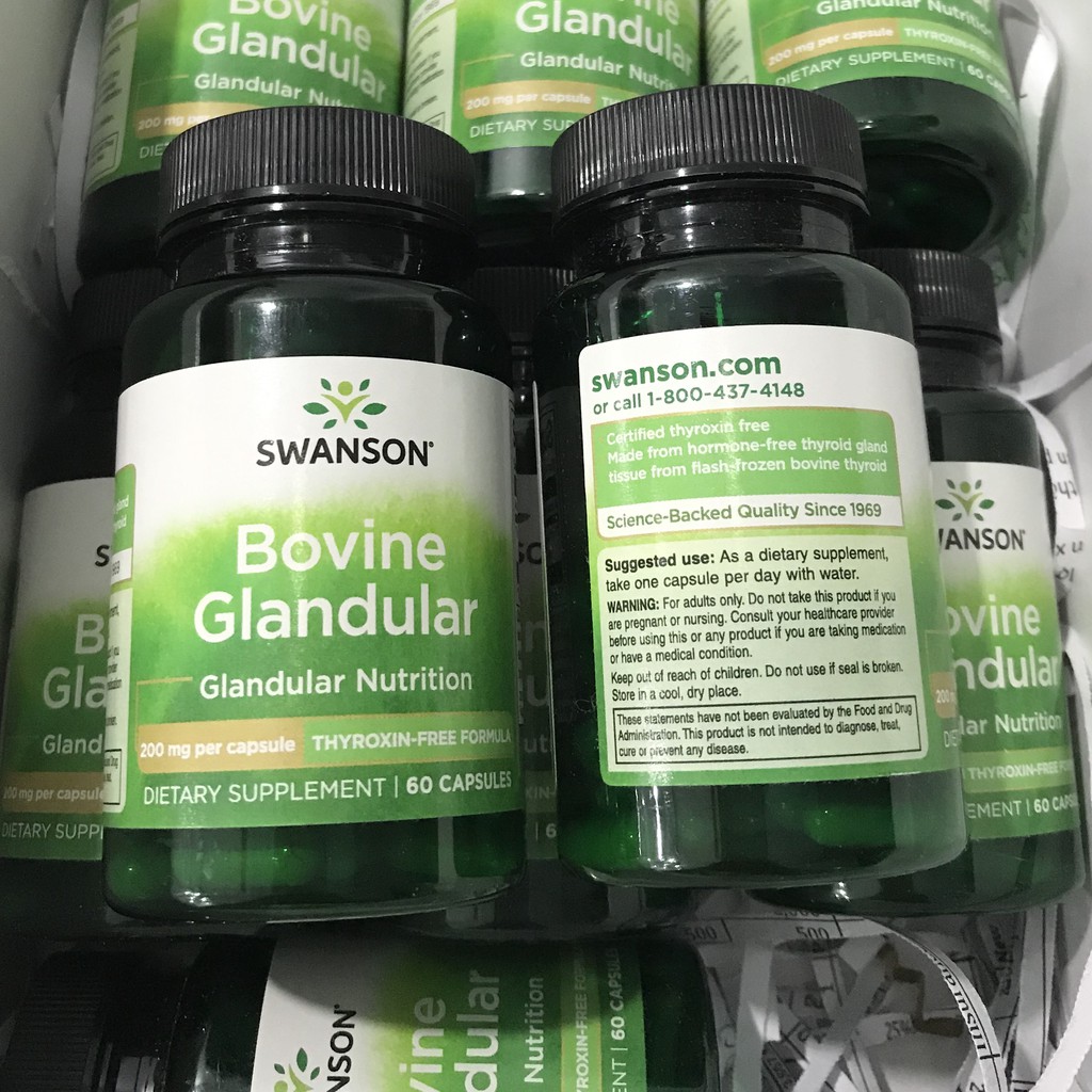 Viên uống hỗ trợ tuyến giáp - Swanson Bovine Glandular (Thyroxin-Free Formula) (SPK) - hebenastore