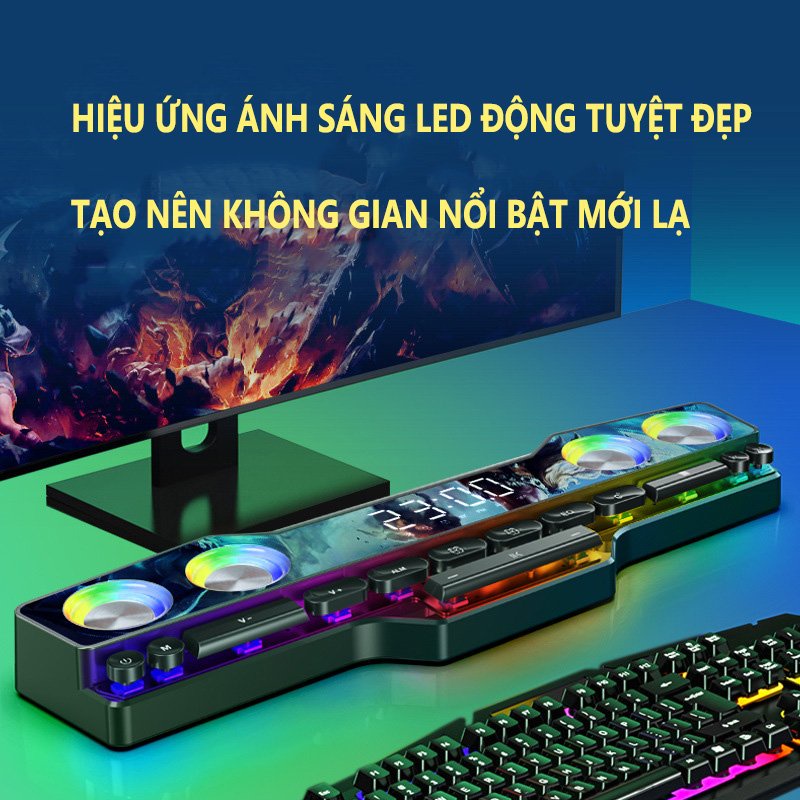 Loa Bluetooth V18 Siêu Trầm Âm Lượng Lớn 20W, Màng Loa Kép Cho Máy Tính, Âm Thanh Rực Rỡ Ánh Sáng, Nút Điều Chỉnh Giả Cơ