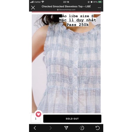 áo libe size S mặc 1l