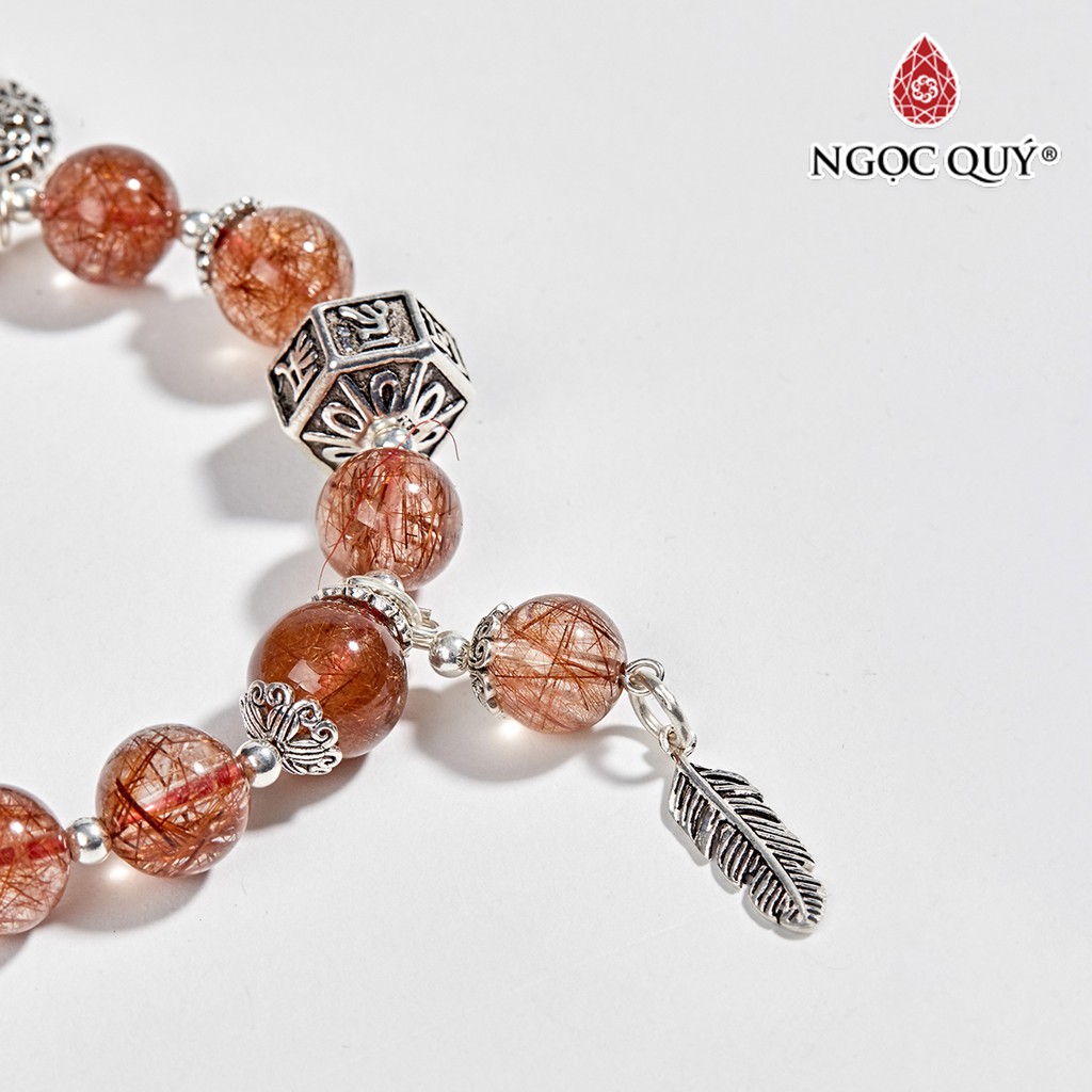 Vòng tay TA tóc đỏ phối charm heo bạc - Ngọc Quý