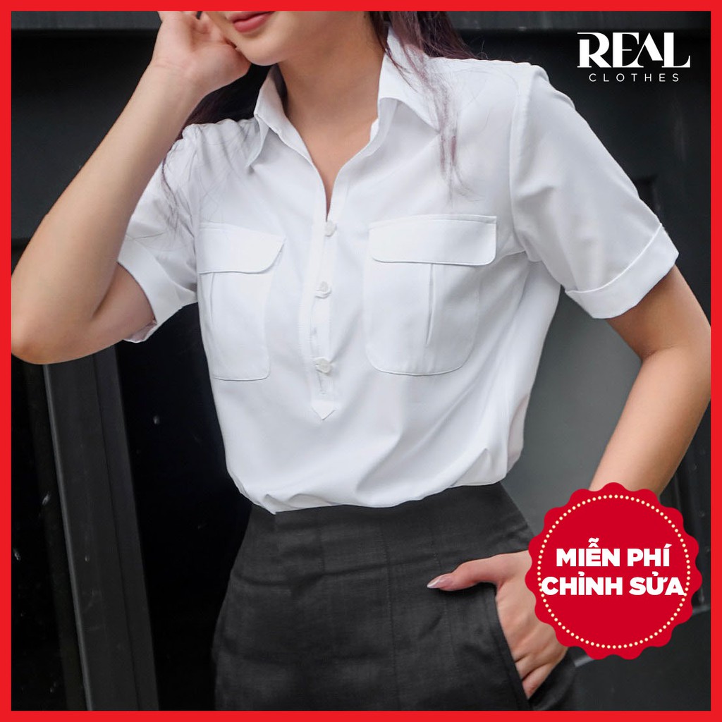 Sơ mi túi hộp trắng_REAL