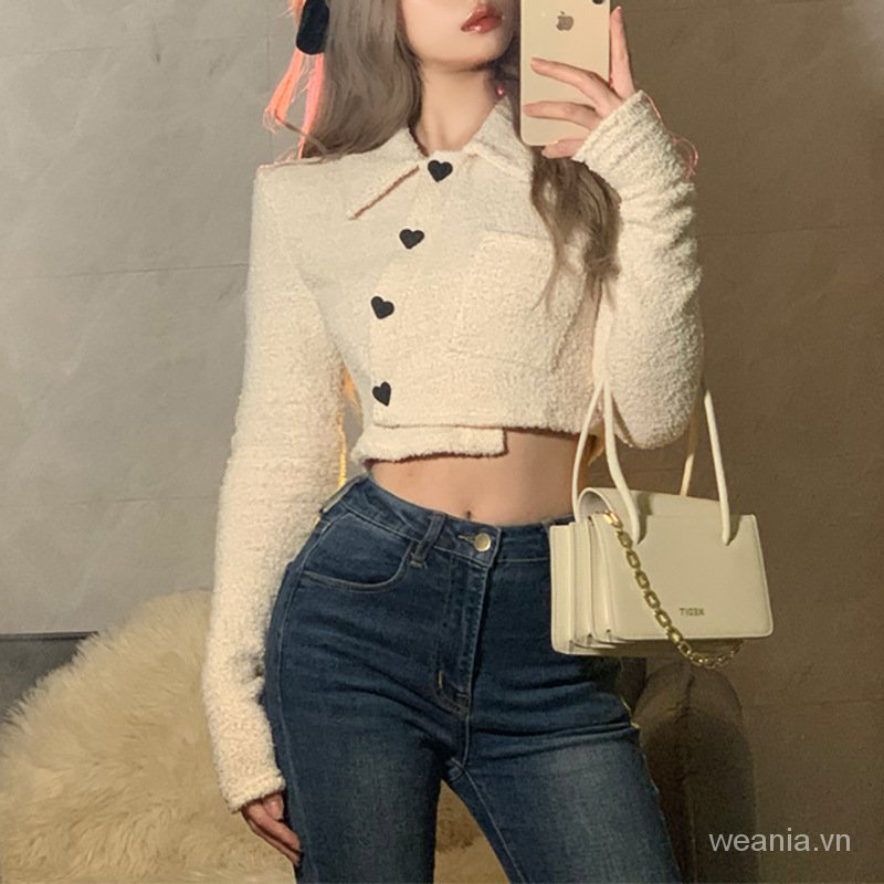 Áo khoác dài tay phối nút hình trái tim phong cách hàn quốc dành cho nữ