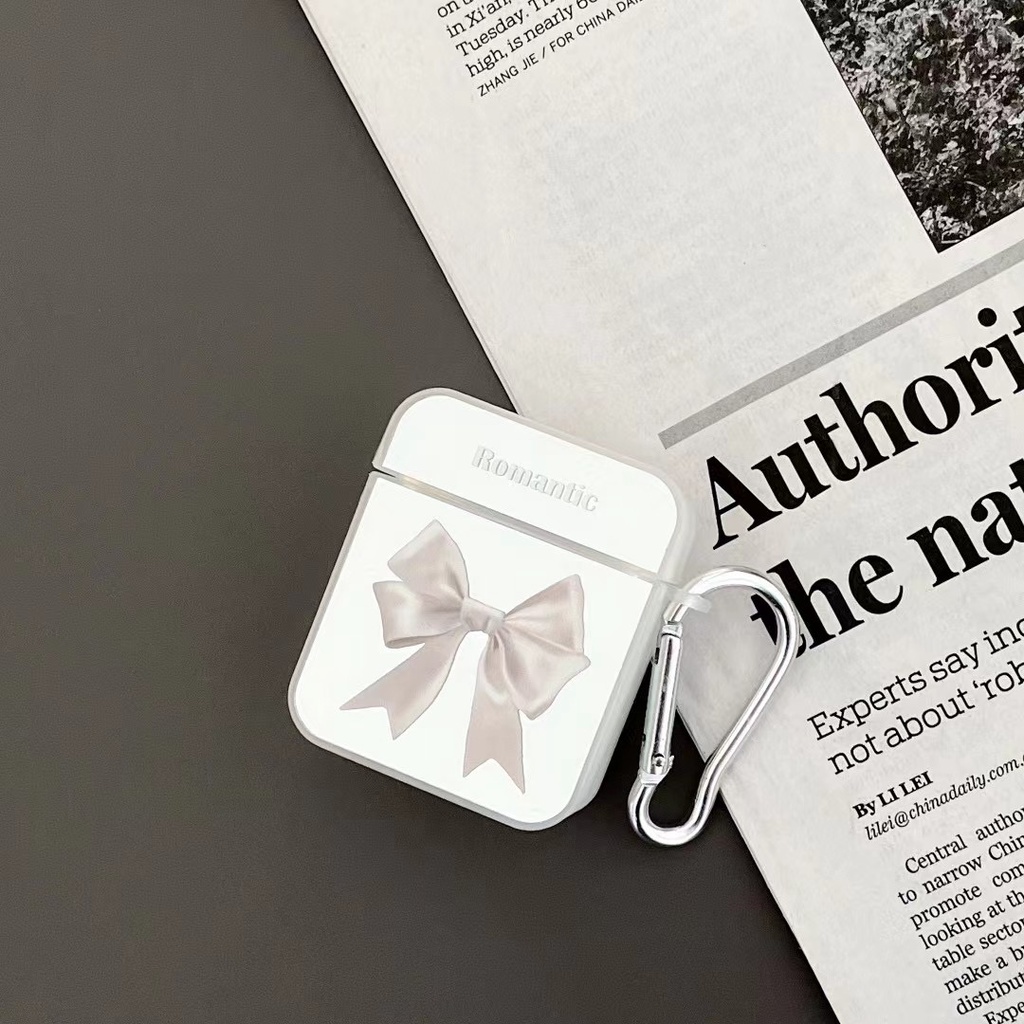 Vỏ Bảo Vệ Hộp Sạc Tai Nghe AirPods 1 2 3 Pro 3 Pro Bằng TPU Trong Suốt Gắn Gương Họa Tiết Nơ Mới