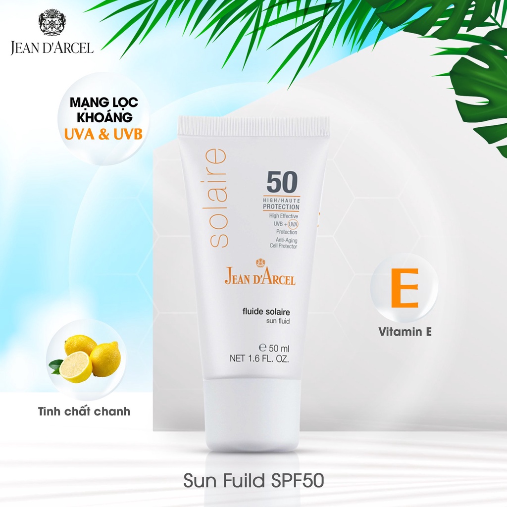 Sữa Dưỡng Chống Nắng Jean D'Arcel Sun Fluid SPF50 Chính Hãng