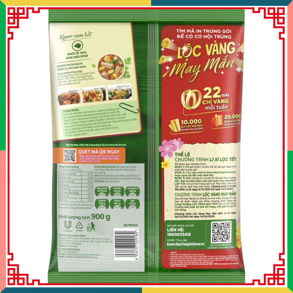 Hạt Nêm Knorr Thịt Thăn, phần xương ống và Tủy cải thiện Vitamin A 400G