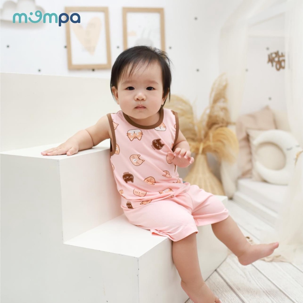 Bộ Mompa chất vải thun lanh cao cấp mềm mịn thoáng mát bộ ba lỗ in con thú cho bé trai bé gái MP205 MP203