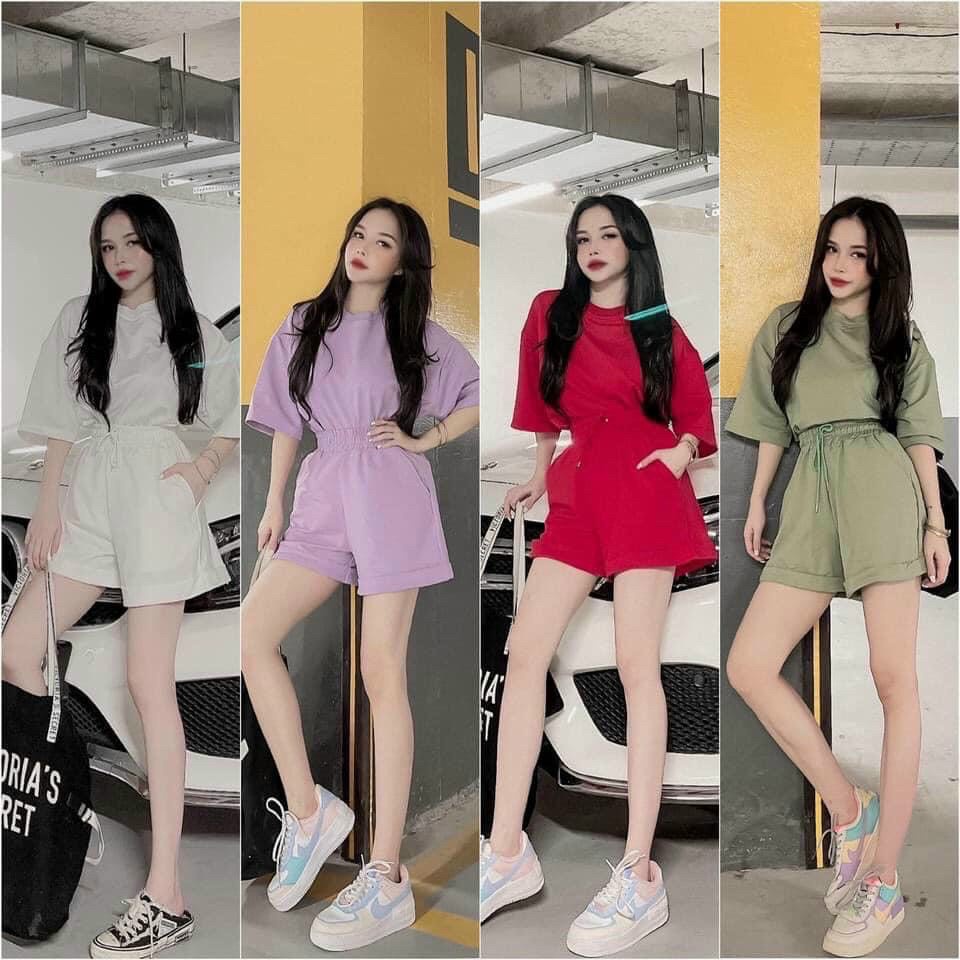 [QÙA TẶNG LÀ DÂY BUỘC TÓC BẠN NHÉ] Set Đồ Bộ Nữ Chất Cotton Form Rộng Màu Trơn Pastel 2022