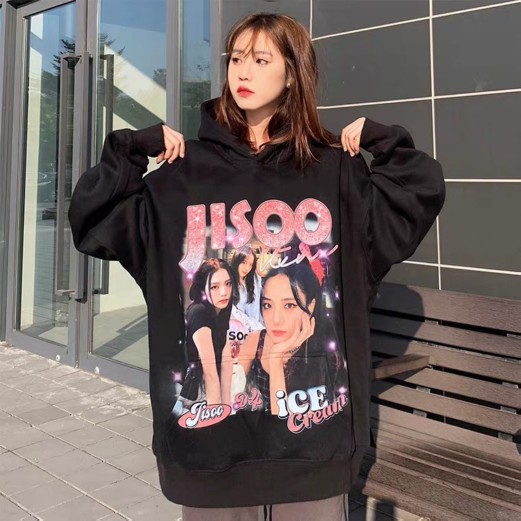 <M-2XL> ÁO HOODIE FORM RỘNG HÌNH JISOO BLACKPINK SIÊU XINH - ORDER 10 NGÀY