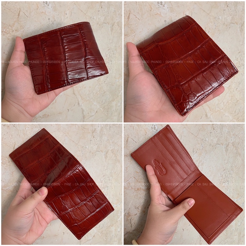 Ví Nam 1 Mặt Da Cá Sấu - Nâu Đỏ