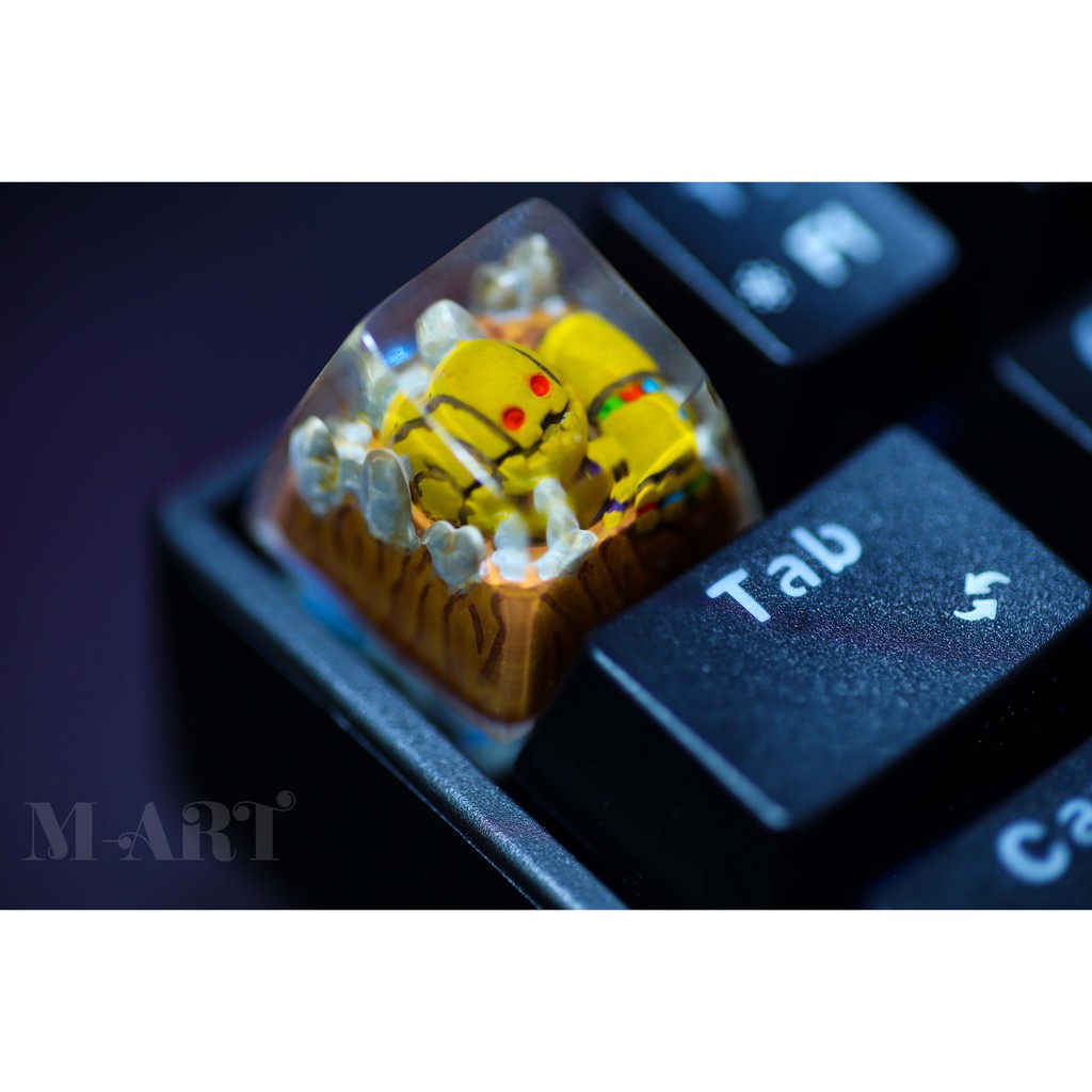 Nút bàn phím cơ resin . Nhựa resin trong suốt. Rise of robot keycap, keycap thiết kế thủ công