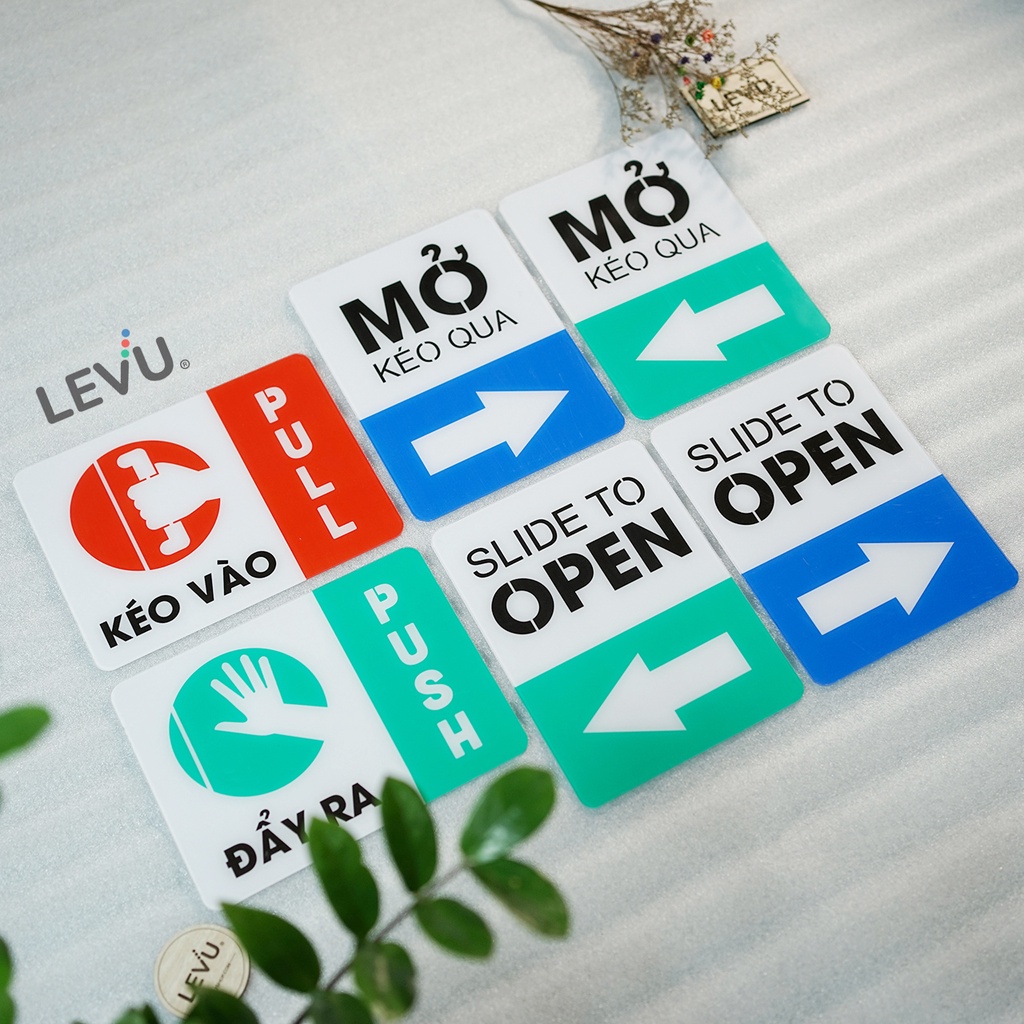 Bảng mica pull push dán cửa kéo vào đẩy ra trang trí cửa ra vào