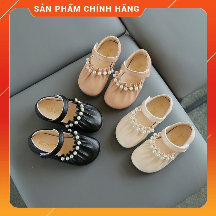 Giày búp bê cho bé gái đính ngọc trai giầy bít cho bé gái,đế mềm chống trượt(hàng chính hãng MG Baby) MSP V591