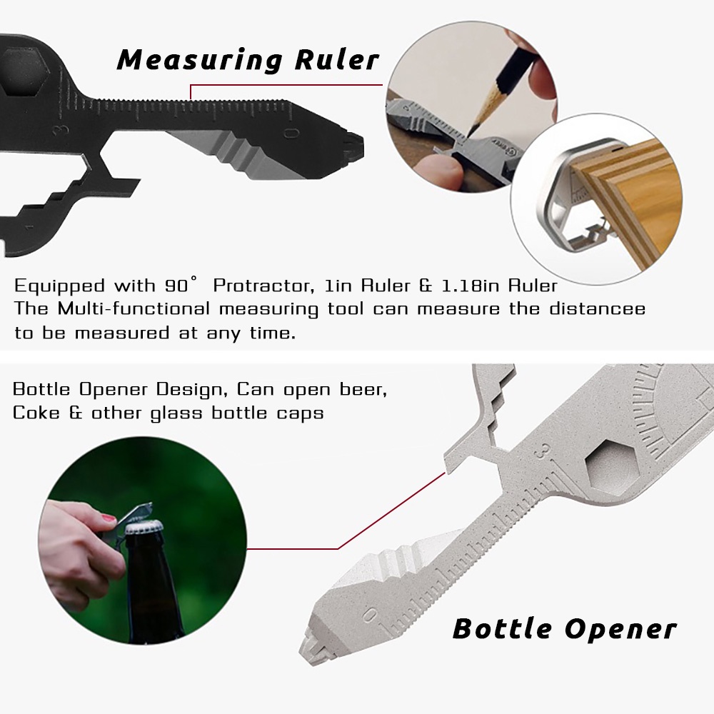 AIDEEPEN Chìa Khóa Cờ Lê Đa Năng 24 Trong 1 Có Kẹp Đo Lường Dùng Để Sửa Chữa