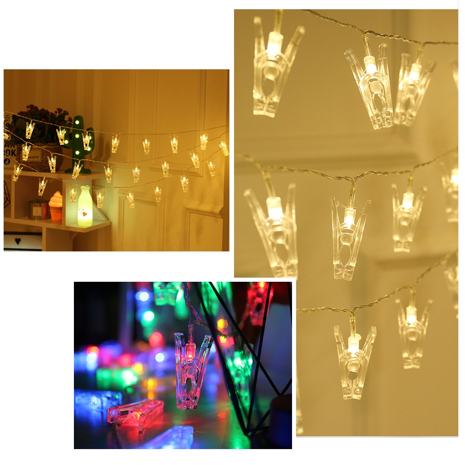 Dây Đèn LED Trang Trí Có Kẹp Decor Vintage 3M Và 20 Đèn