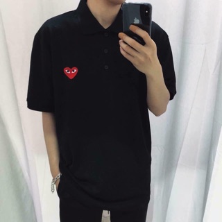 <Ảnh thật> Polo thêu tim