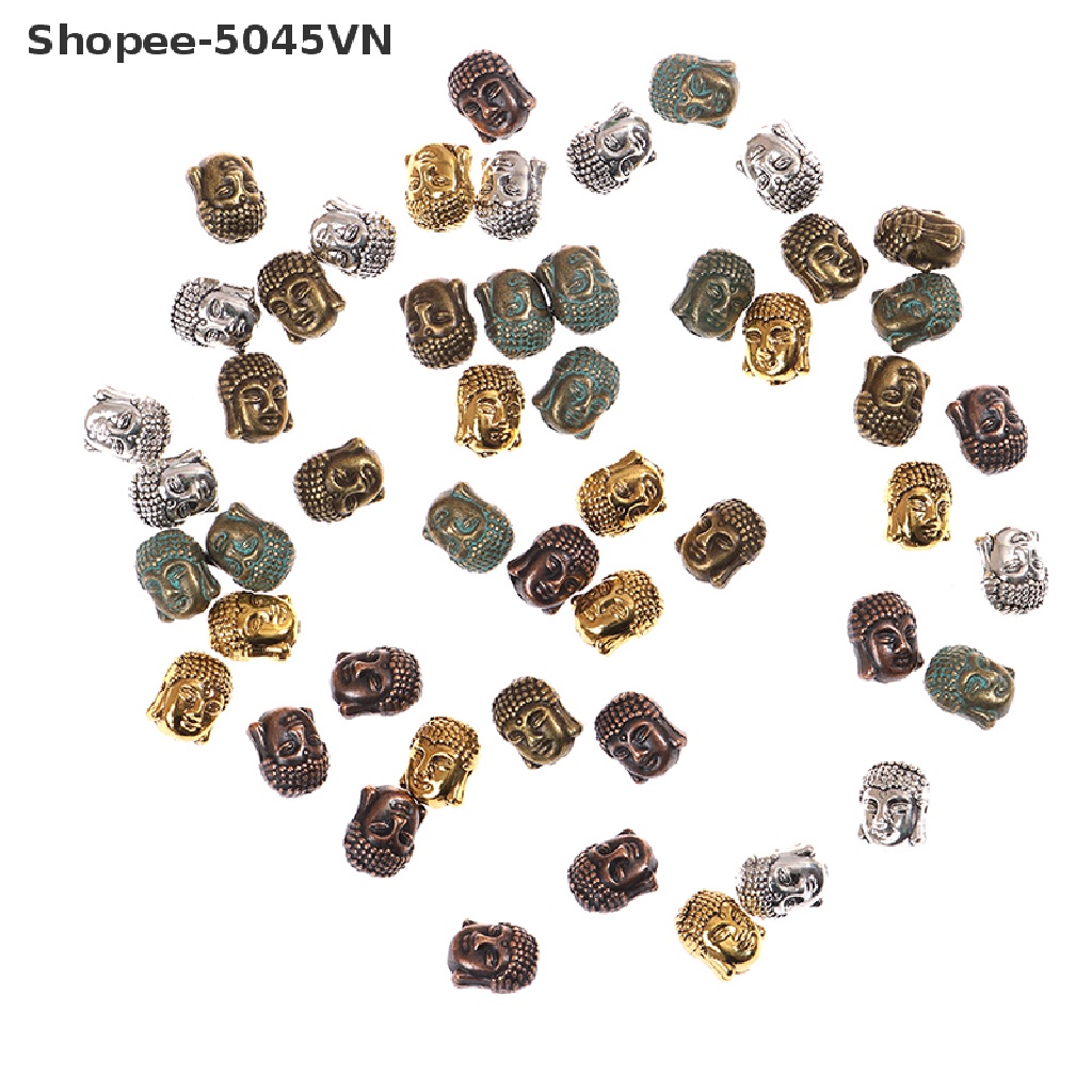 Set 10 Hạt Xỏ Lỗ Hình Đầu Phật Làm Trang Sức Thủ Công