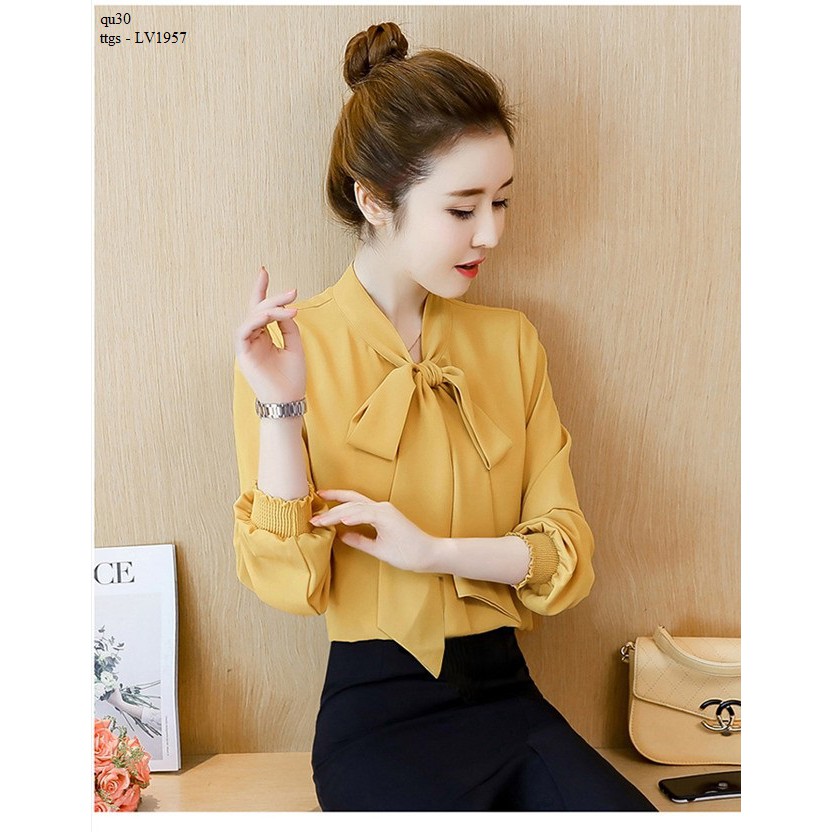 LV1957 ÁO SƠ MI LỤA PHỐI NƠ