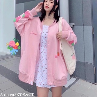 Áo khoác nỉ quả dâu cài cúc - CT