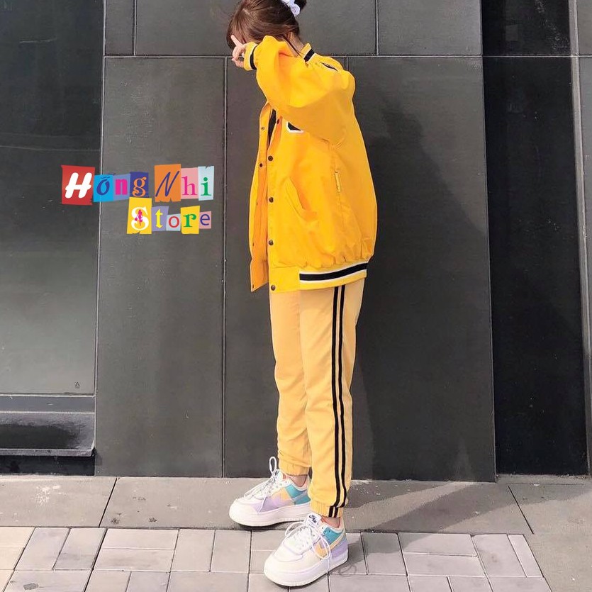 Quần Jogger Line Ulzzang Unisex Jogger Vàng 2 Sọc Đen Dáng Rộng - MM