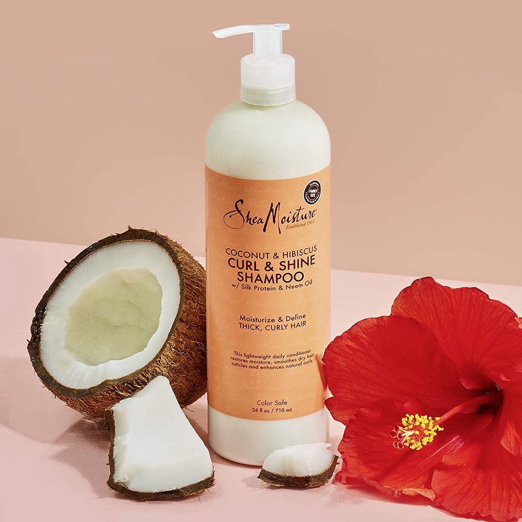 Shea moisture dầu gội xả cho tóc xoăn gợn sóng SheaMoisture Coconut & Hibiscus curl & shine 710ml không paraben của Mỹ