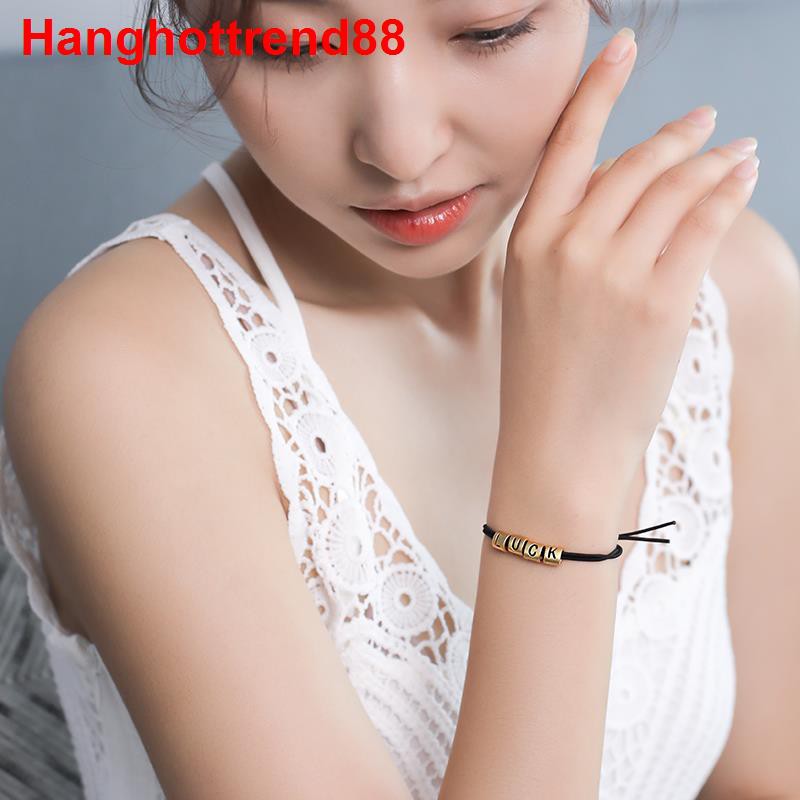 ✲925 sterling bạc thư tay sợi dây tự làm vòng đeo cặp đôi nữ và nam cao su nhỏ để gửi cho bạn trai một buộc đầu sử d