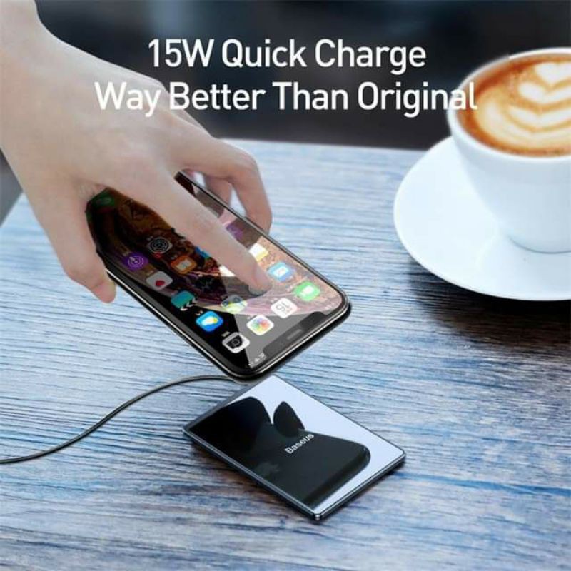 Đế sạc nhanh không dây siêu mỏng Baseus Card Ultra-thin Wireless Charger (15W, 0.3cm Portable Card Design, Qi...)