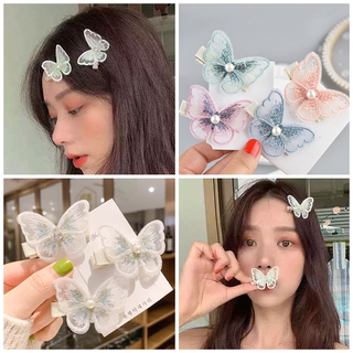 Kẹp Tóc Thiết Kế Hình Bướm Đính Ngọc Trai Dễ Thương Cho Nữ