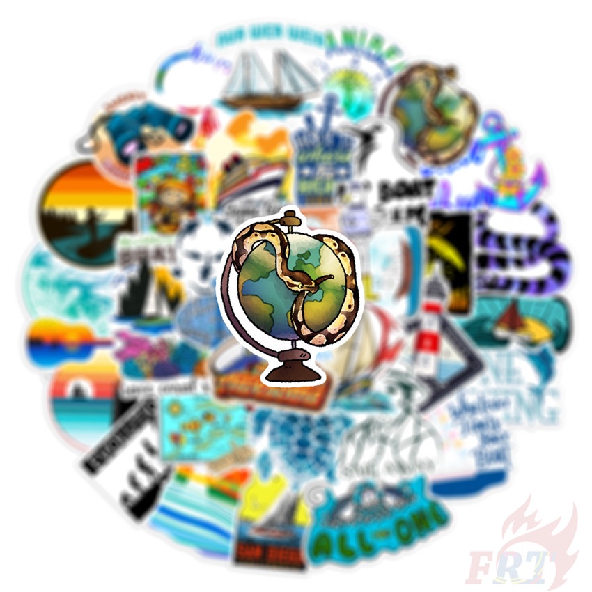 ❉ Nghệ thuật Nautical Art. Hình Dán Phiên Bản Expeditions Series 01 ❉ Bộ 50 Hình Dán Dùng Trang Trí Vali Laptop Ván Trượt DIY